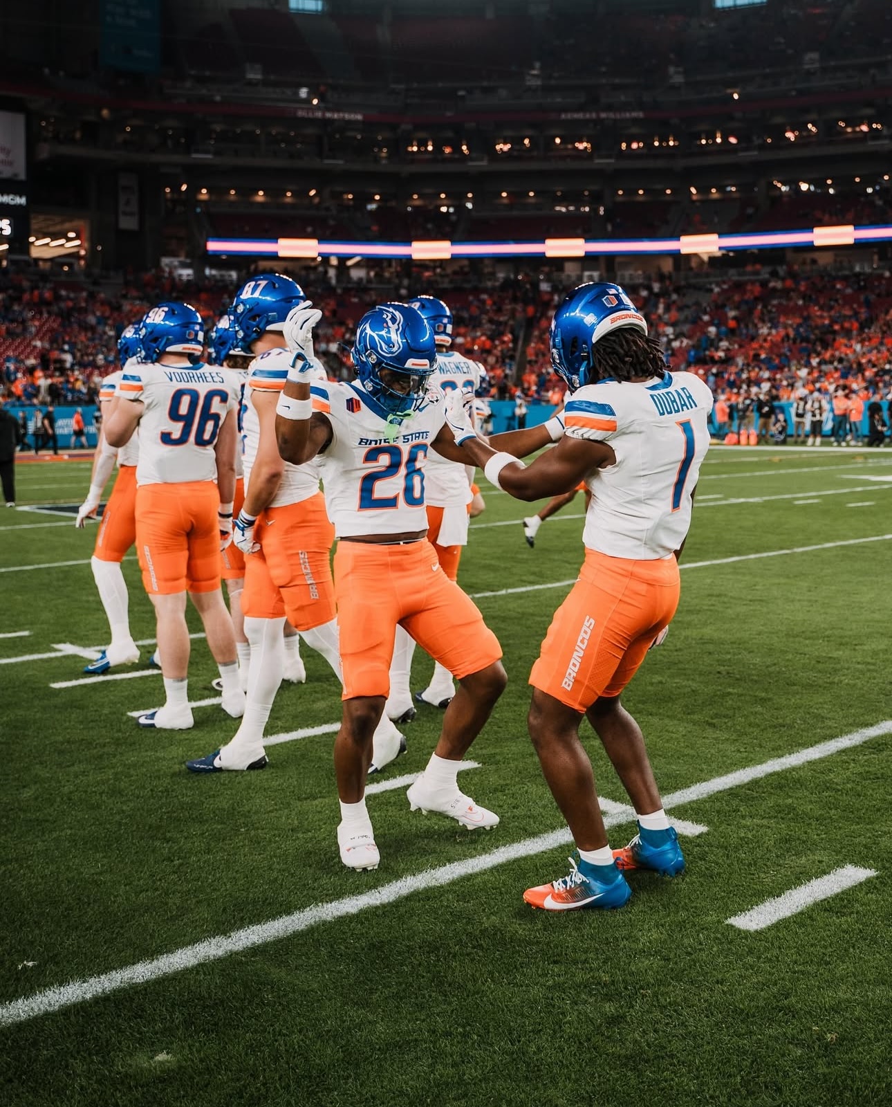 Athletes preparing on the field